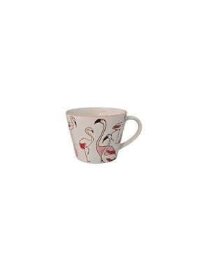 White and Pink Flamingo Ceramic Mug